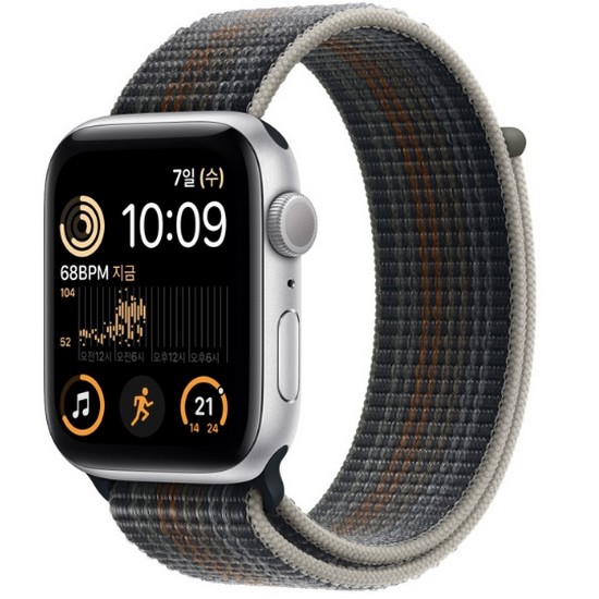 APPLE 워치 SE 2세대 44mm 실버 알루미늄 (스포츠루프)_이미지