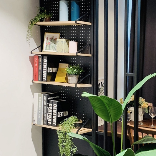 레트로하우스 틴우드 타공판 원목 선반 (55cm(가로))_이미지