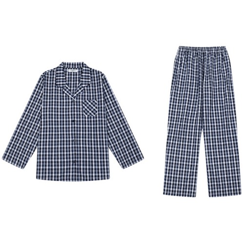 비너스 커플 네이비 선염 체크 파자마 YPAE017W