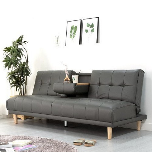 키핑 3단 컵홀더 가죽 소파베드 3인용