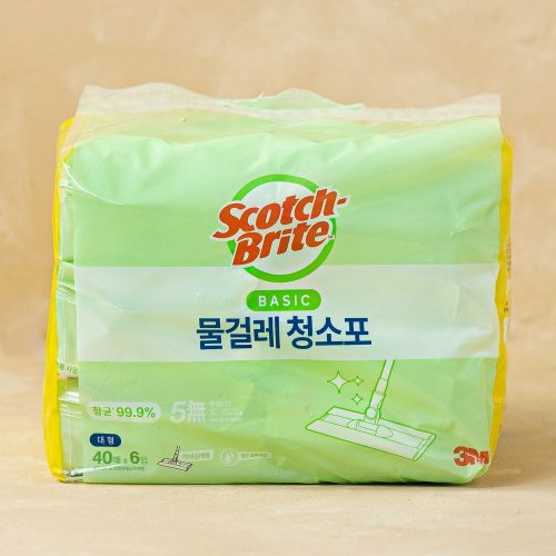 3M 스카치브라이트 베이직 물걸레 청소포 대형 40매 (6개)