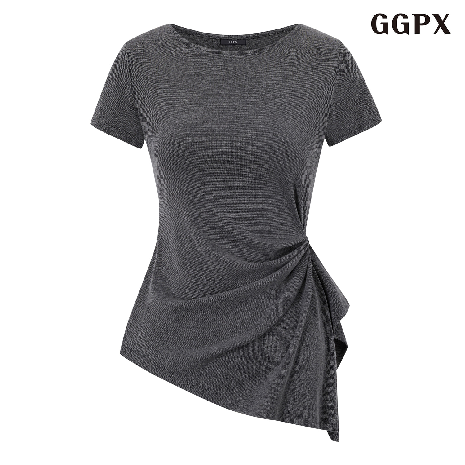 GGPX 라운드 옆 끈 반팔 슬림핏 티셔츠 GQBLW030D_이미지