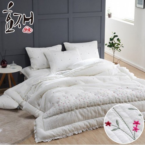 효재 정원 꽃자수 피그먼트 침구세트 (슈퍼싱글 SS)_이미지