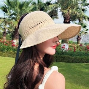 여성 여름 여행 비치모자 해변 밀짚 버킷햇 왕골모자 W87F66C