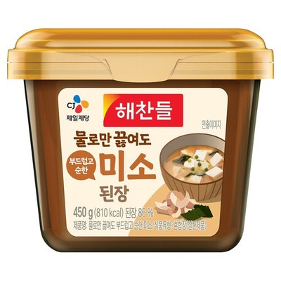 해찬들 물로만 끓여도 부드럽고 순한 미소 된장 450g (1개)_이미지