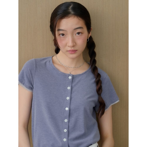 삼성물산 에잇세컨즈 레이어드 반소매 카디건 블루 165842AY4P