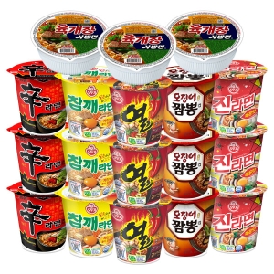 오뚜기 농심 소컵라면 6종 18개입 진라면 매운3+신라면3+육개장사발면3+참깨라면3+오징어짬뽕3+열라면3 1세트_이미지