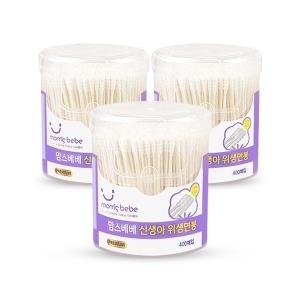  맘스베베 순면 신생아 위생면봉 400개 [3개]