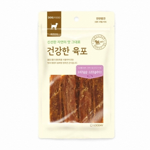 굿데이펫 ㅤ건강한육포 오리가슴살 소프트 슬라이스 100g (4개)_이미지