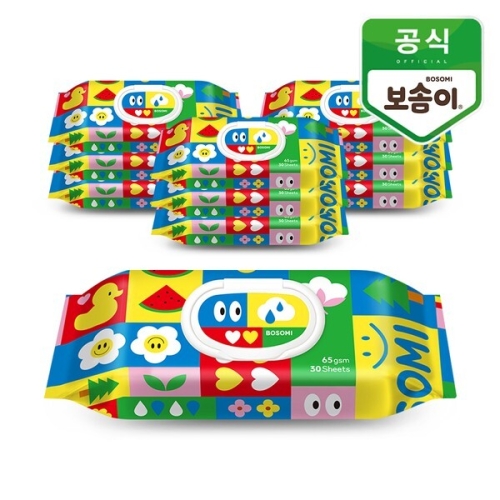 보솜이 펀앤플레이 물티슈 슬림캡 30매 (10팩)_이미지