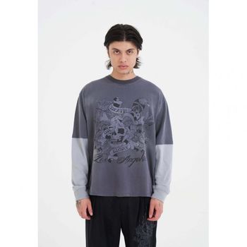 글로리 Ed Hardy 에드 하디 플로랄 스컬 긴 소매 상의 회색 7486931_이미지