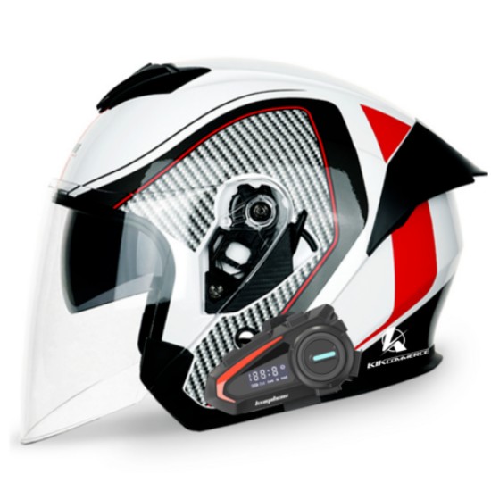 킥커머스 오픈페이스 블루투스 콜라보화이트 오토바이 헬멧_이미지