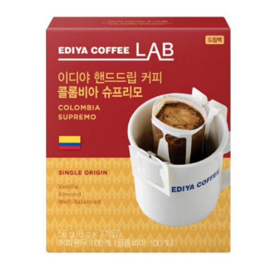 이디야 핸드드립 커피 콜롬비아 슈프리모 7T (5개)