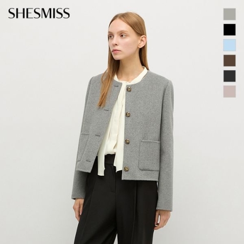 쉬즈미스 여성 실버 버튼 라운드넥 자켓 SWHJKP42030_이미지