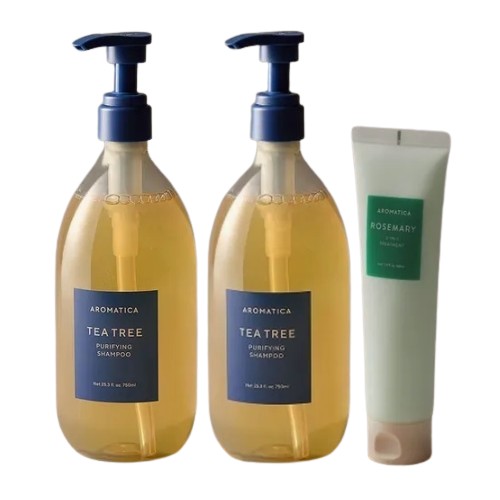 아로마티카 티트리 퓨리파잉 샴푸 750ml 2개+트리트먼트 160ml 3종세트