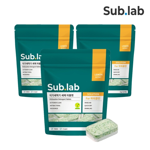 자우버 서브랩 식기세척기 세제 타블렛 60개입 (3개)_이미지
