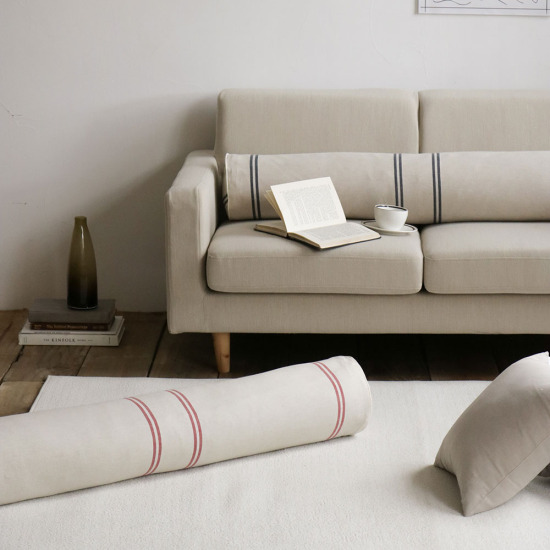 포홈 오트밀스트라이프 원형 롱쿠션커버 (110cm)_이미지