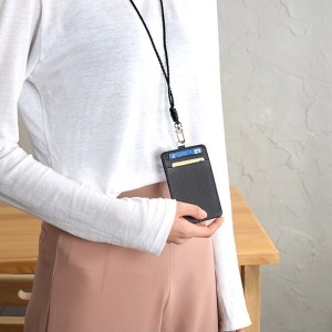 [불명] 슬림 회사원 카드목걸이 소가죽 카드홀더 경량 목줄