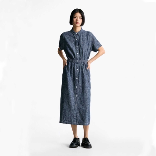 타미진스 여성 맥시 린넨 블렌드 칼리넥 셔츠 드레스 -T32F1WOP35TWT2