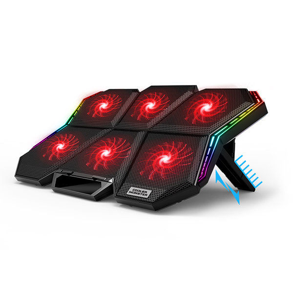 노벨뷰사이언스 쿨러몬스터 F6 RGB 노트북 쿨러 거치대 (레드)_이미지
