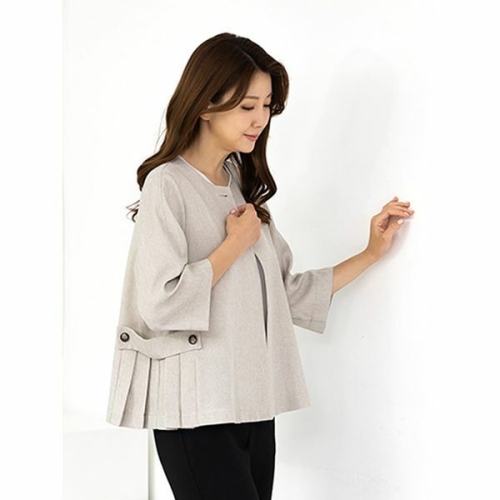 모슬린 엄마옷 라운드 원버튼 A라인 주름 자켓 MQG126247 마담 미시 중년여성 빅사이즈 할머니옷 50대 60대 70대