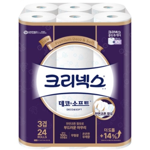 유한킴벌리 크리넥스 데코 앤 소프트 33m (24롤) (6팩)