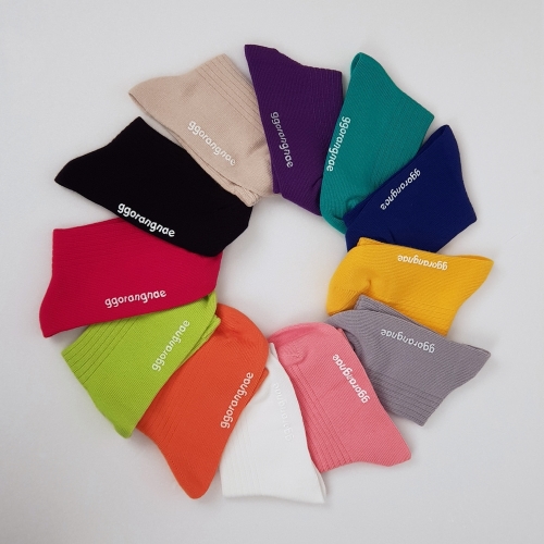  꼬랑내 아동 베베 골지 무지 중목 면 양말 12color