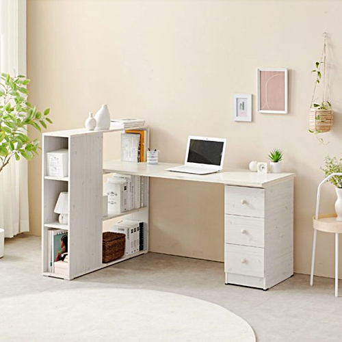 히트디자인 C3450 3단 책장 H형 책상 (1500x580)_이미지