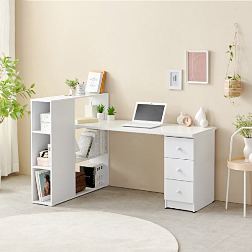 히트디자인 C3450 3단 책장 H형 책상 (1500x580)_이미지