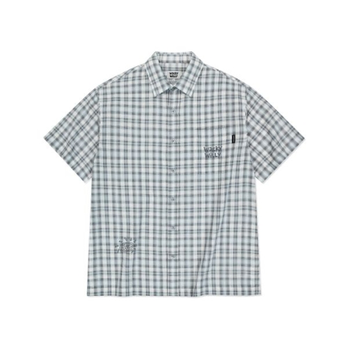 비케이브 와키윌리 WACKY WILLY 빅체크 반팔 셔츠 블루 WA2502SS14BL 228745