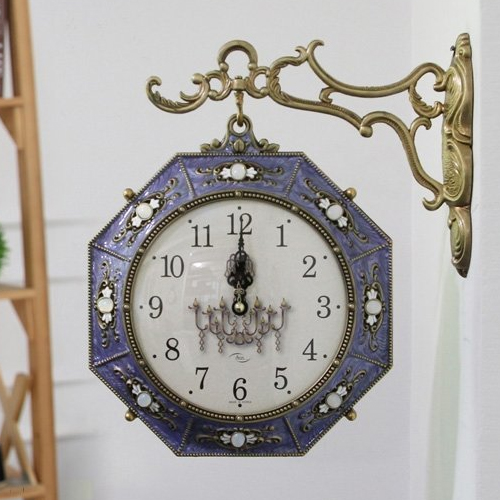 바이오메이트 ㅤ보라빛 팔각형 주물 양면시계 SUN-258_이미지