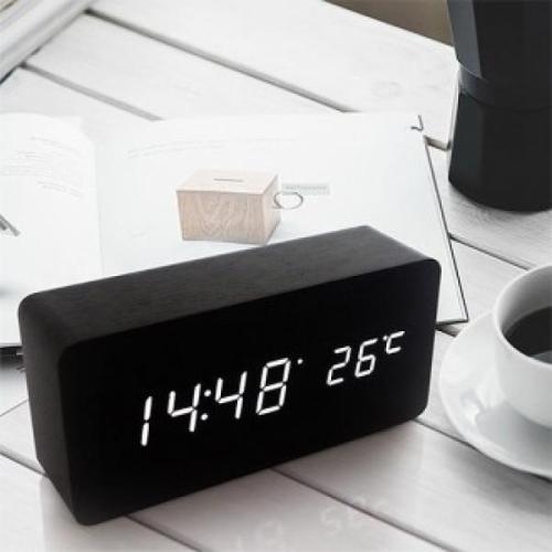 LED 우드 <b>탁상</b><b>시계</b> 무소음 전자 디지털 <b>시계</b>