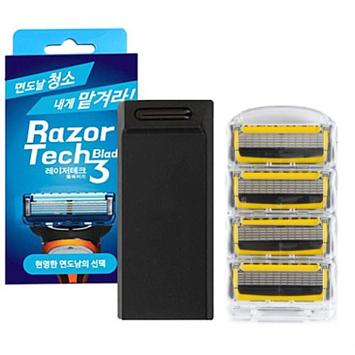 질레트 퓨전 프로쉴드 옐로우 면도날 + 레이저테크 (12개+레이저테크3개)