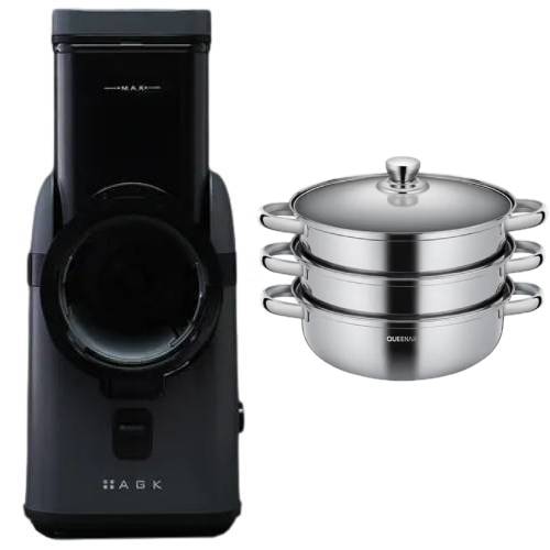 AGK NORDIC 스빙 오토 AGK-SL5 + 퀸나 트윙클 스테인리스 3단 찜기 QNSM-300S (레드)_이미지