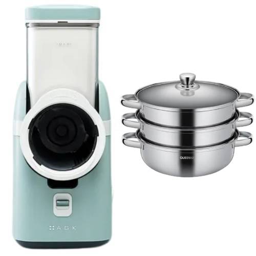 AGK NORDIC 스빙 오토 AGK-SL5 + 퀸나 트윙클 스테인리스 3단 찜기 QNSM-300S (레드)_이미지