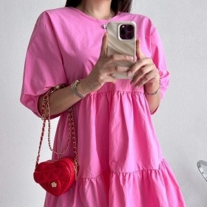 핫핑 브이와이 VY 여자 후레아 여름반팔 러블리 크 티어드 미니원피스_13592470