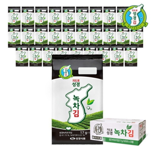 성경식품 지도표성경김 녹차 식탁김 17g (30개)_이미지