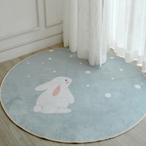 카페트앤데코 스노잉래빗 프린팅 원형 러그 (130cm)
