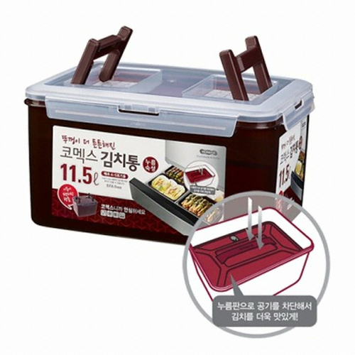 코멕스 뚜껑이 더 튼튼해진 누름숙성 김치통 71호 투핸들 11.5L (3개)_이미지