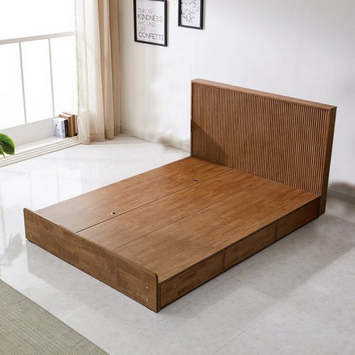 BIF보루네오 우드 원목 침대 K+사이드패널 (매트별도)_이미지