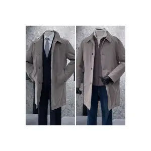 트루젠 남자 구스패딩+3M신슐레이트 베이지 워싱 3 WAY 패딩 점퍼 코트 비지니스 624882