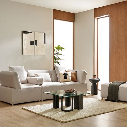 자코모 디올리 모듈 젠위브 패브릭 소파 4인용 (스툴포함)