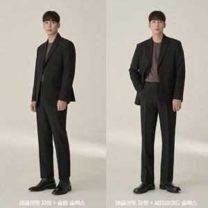 효지 사계절세트상품 커스터마이징 핏 셋업 수트 블랙 134580