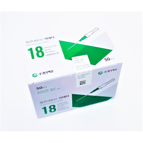 한국백신 정맥 카테타 카테터 18G 1.25인치 32mm 50개 1개_이미지