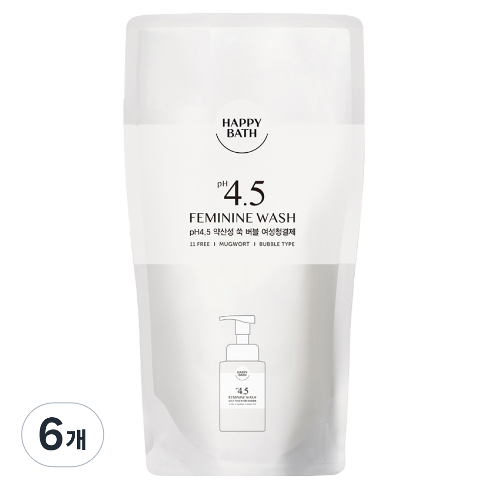 아모레퍼시픽 해피바스 pH4.5약산성 쑥 버블 여성청결제 리필 300ml (6개)