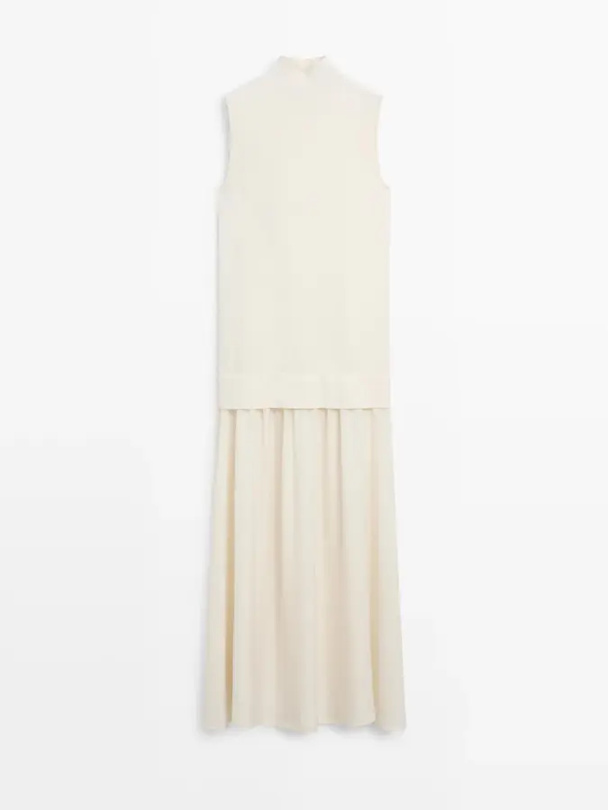 니트 를 혼합하여 만든 미디 원피스 Gebrochen Weiss 6630802