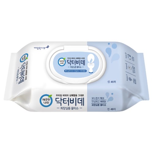 깨끗한나라 닥터비데 물티슈 캡형 46매 (1팩)