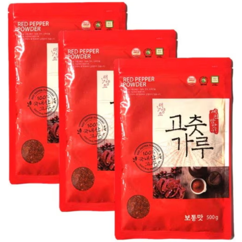 예천청결고추 2026 예천청결 태양초 고춧가루 보통맛 500g (3개)_이미지