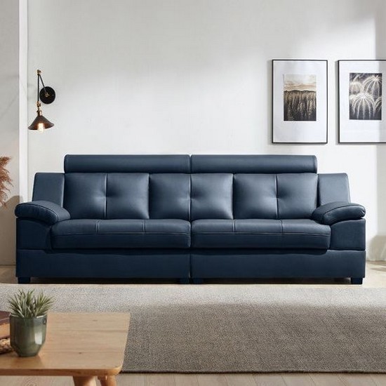 동서가구 벨뉴 구스포켓 편백황토숯 천연가죽 소파 3.5인용