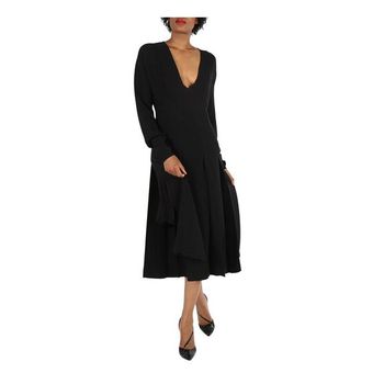 버버리 우먼 레이디 블랙 Emelia Pleated 실크 Cady 미디 Dress Brand Size 4 US 2 8041042 10_이미지